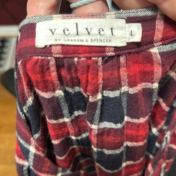 VELVET BY GRAHAM & SPENCER Red Plaid Blouse - Picture 5 of 6